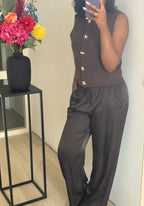 MILLY BROWN SATIN PANTS